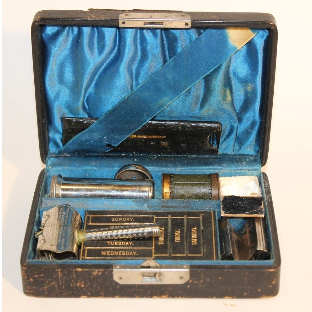 Antique 1887–1895 STAR Kampfe Bros Safety Razor Set w/ Case, Blades, Powder RARE